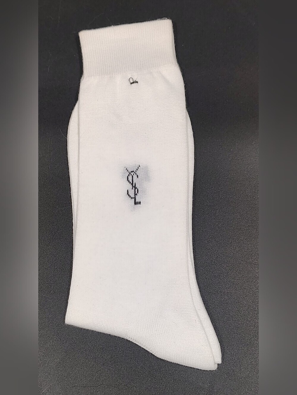 YSL White Men's Crew Socks with Embroidered Logo Men's